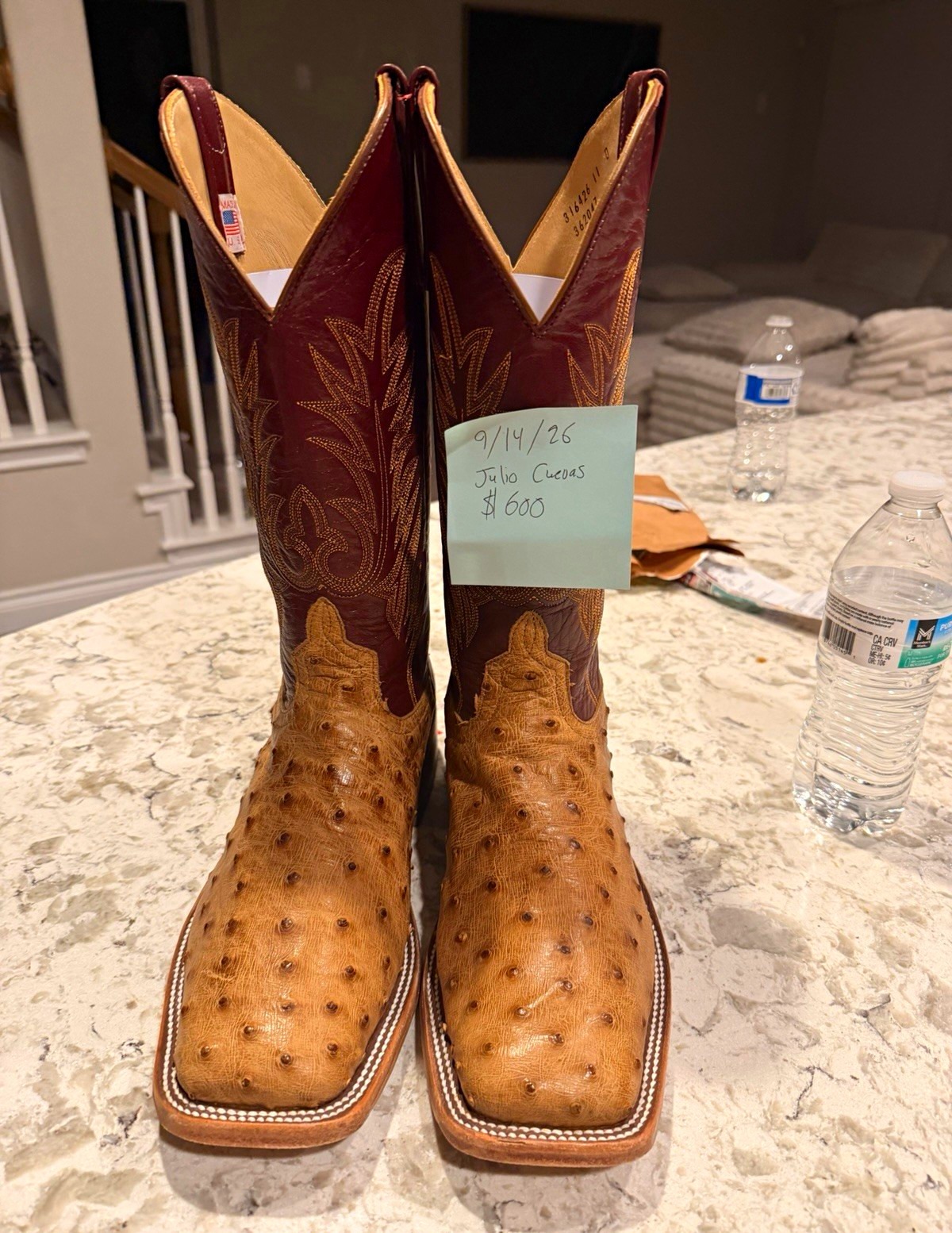 Anderson Bean Men's Ostrich Skin Western Cowboy Boots Tan/Brown US 11 Anderson Bean Men's Ostrich Skin Western Cowboy Boots Tan/Brown US 11