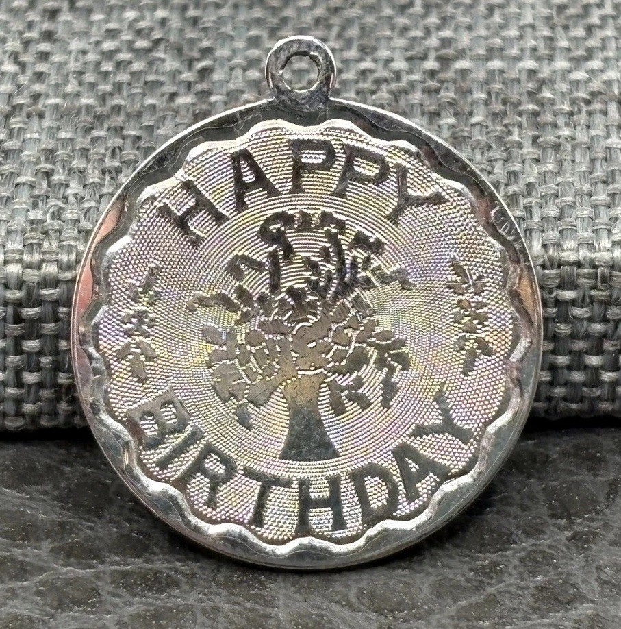 Vintage Danecraft Sterling Silver 925 Happy Birthday Engraved Charm Or Pendant