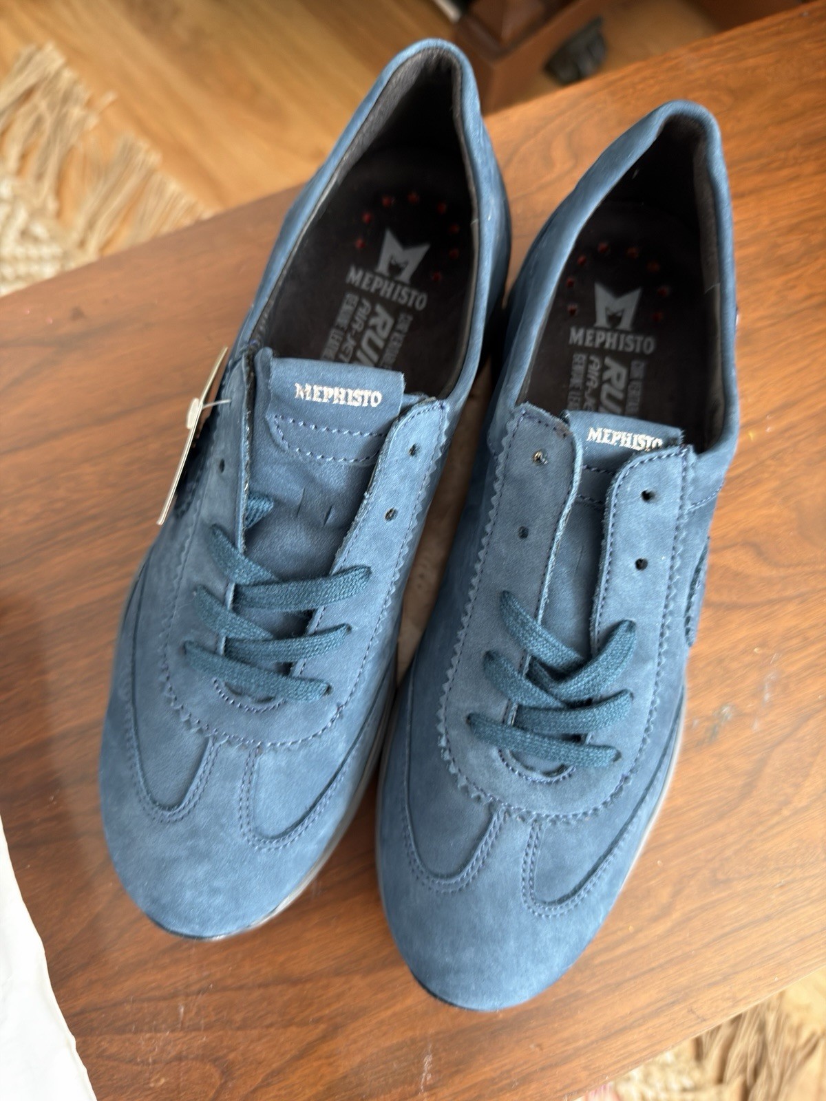 Mephisto Yael Peacock Blue Suede Sneaker Soft-Air Technology Lace-Up Mephisto Yael Peacock Blue Suede Sneaker Soft-Air Technology Lace-Up