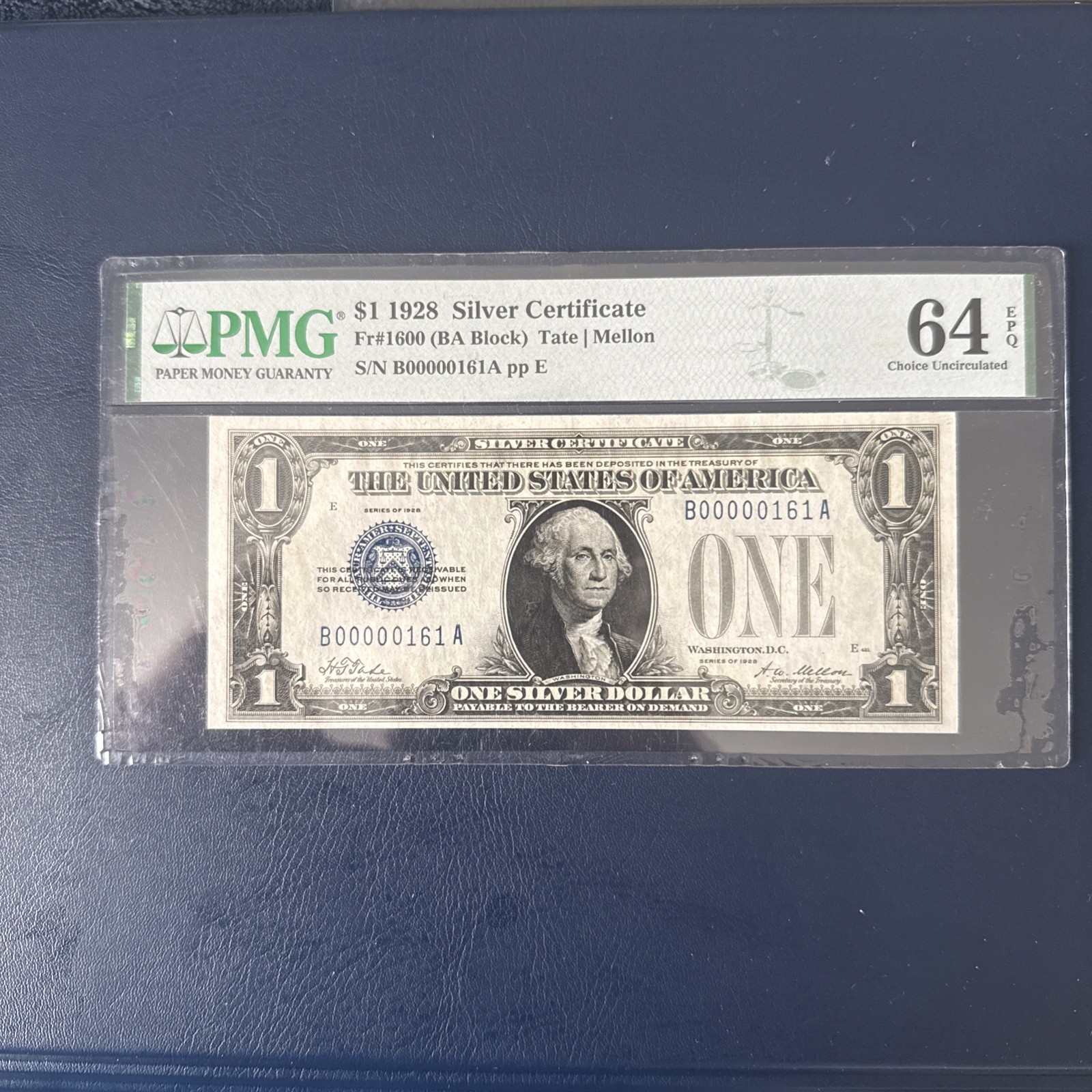 1928 $1 Fr#1600 SILVER CERTIFICATE FANCY LOW 3 DIGIT SERIAL NUMBER💎161💎 64EPQ