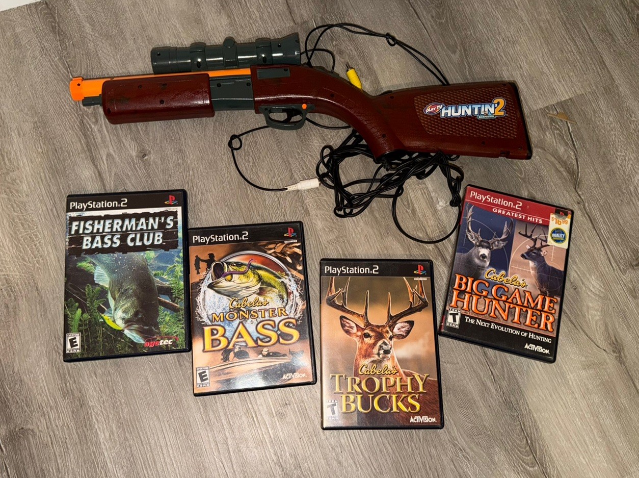 Play TV Huntin\' 2 BuckMasters Plug-N-Play Hunting Gun untested bundle w 4 games