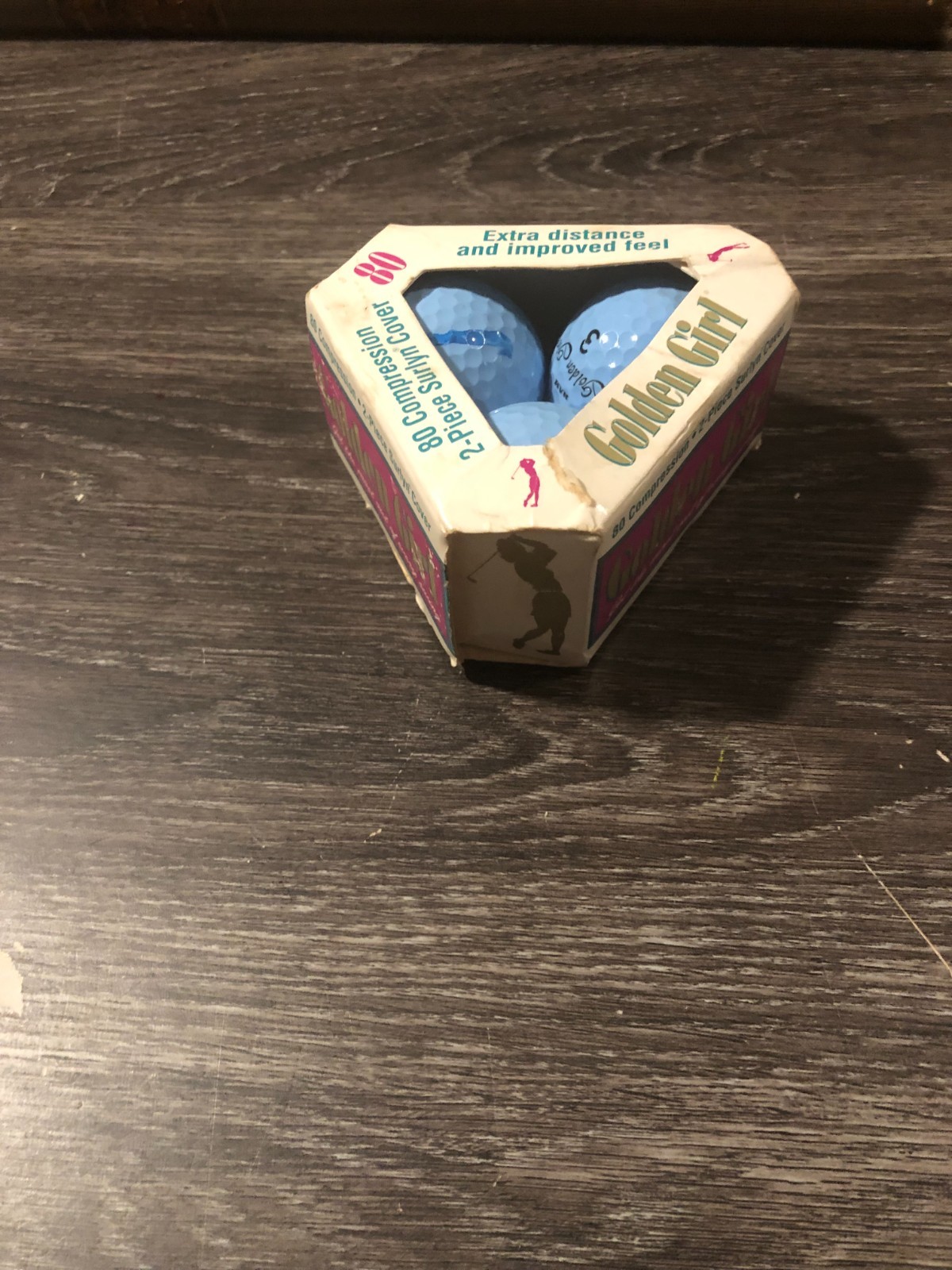 Unusual Triangle Sleeve Golf Box-3 Never Used Golden Girls Blue