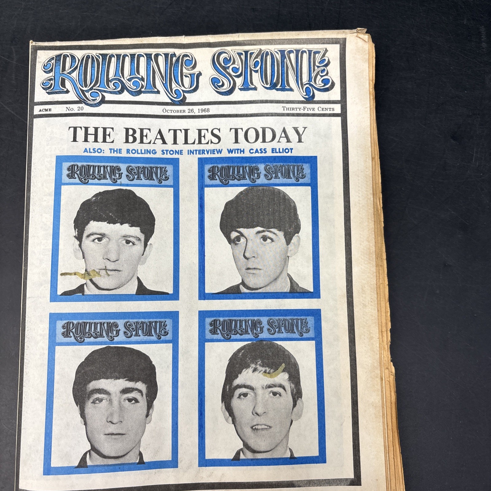 Rolling Stone No. 20 Oct 26 1968 Cass Elliot Beatles Steve Miller Vintage
