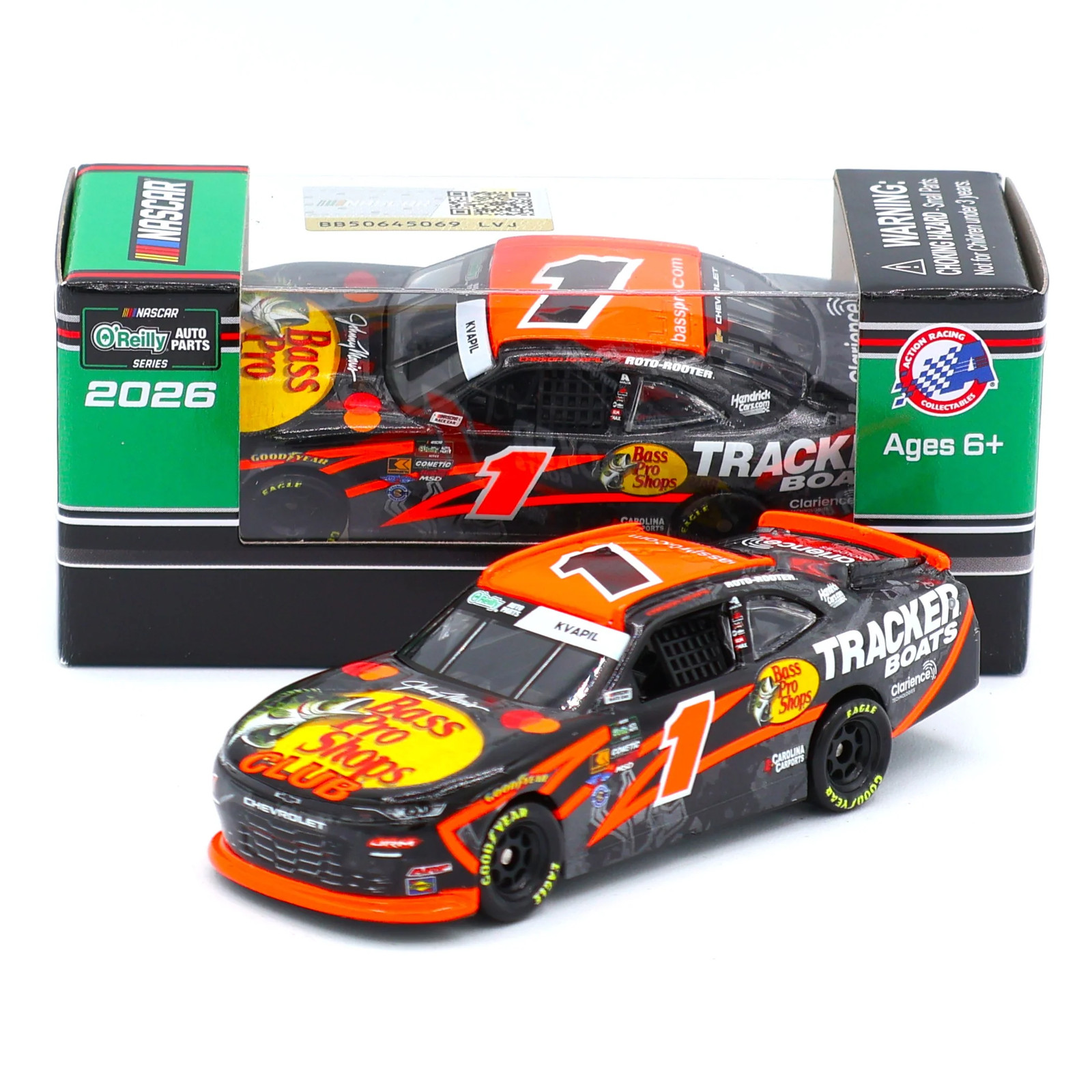 Carson Kvapil 2026 Bass Pro Shops / Tracker Boats 1:64 Nascar Diecast Carson Kvapil 2026 Bass Pro Shops / Tracker Boats 1:64 Nascar Diecast