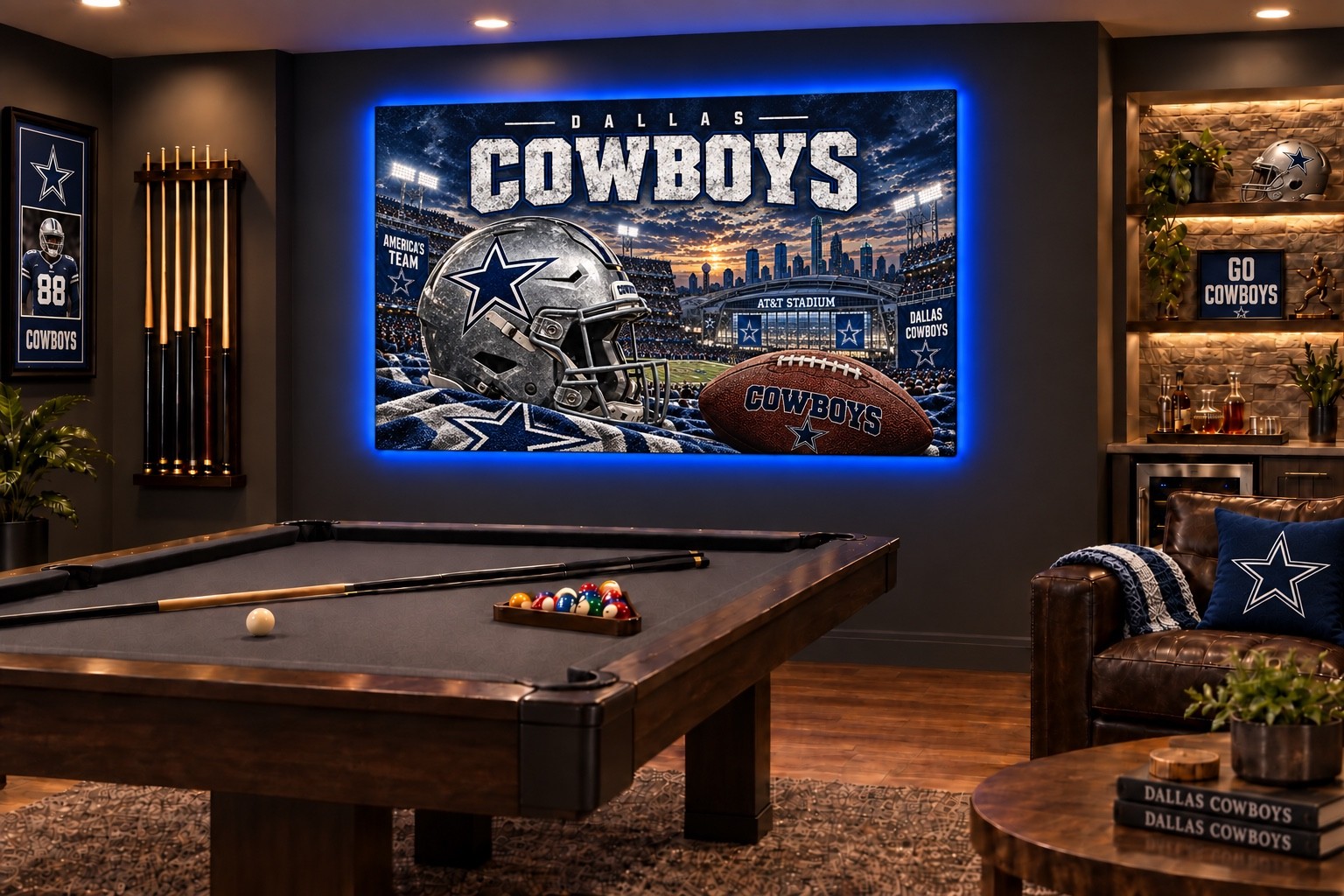 Dalls Cowboys Football Canvas - Brand-New LED Wall Art Size 24x36 Dalls Cowboys Football Canvas - Brand-New LED Wall Art Size 24x36