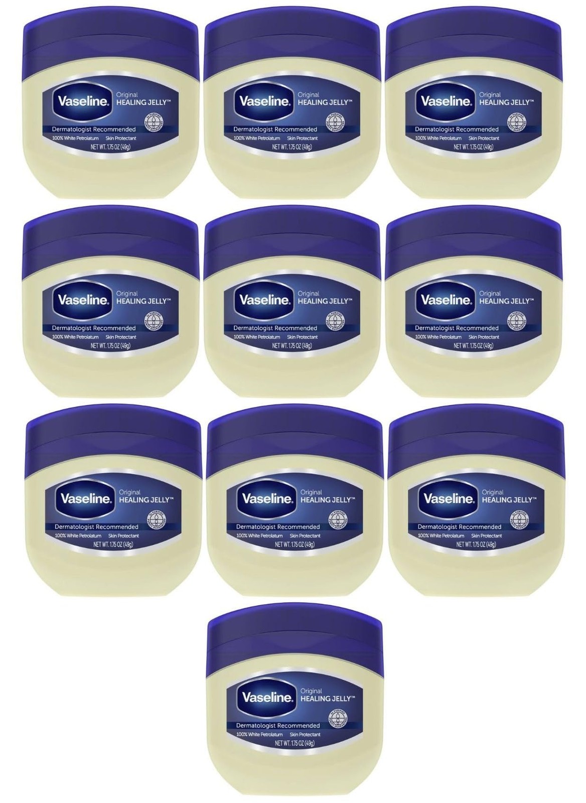 Vaseline Healing Jelly Original 1.75 oz 10-Pack Petroleum Jelly Vaseline Healing Jelly Original 1.75 oz 10-Pack Petroleum Jelly