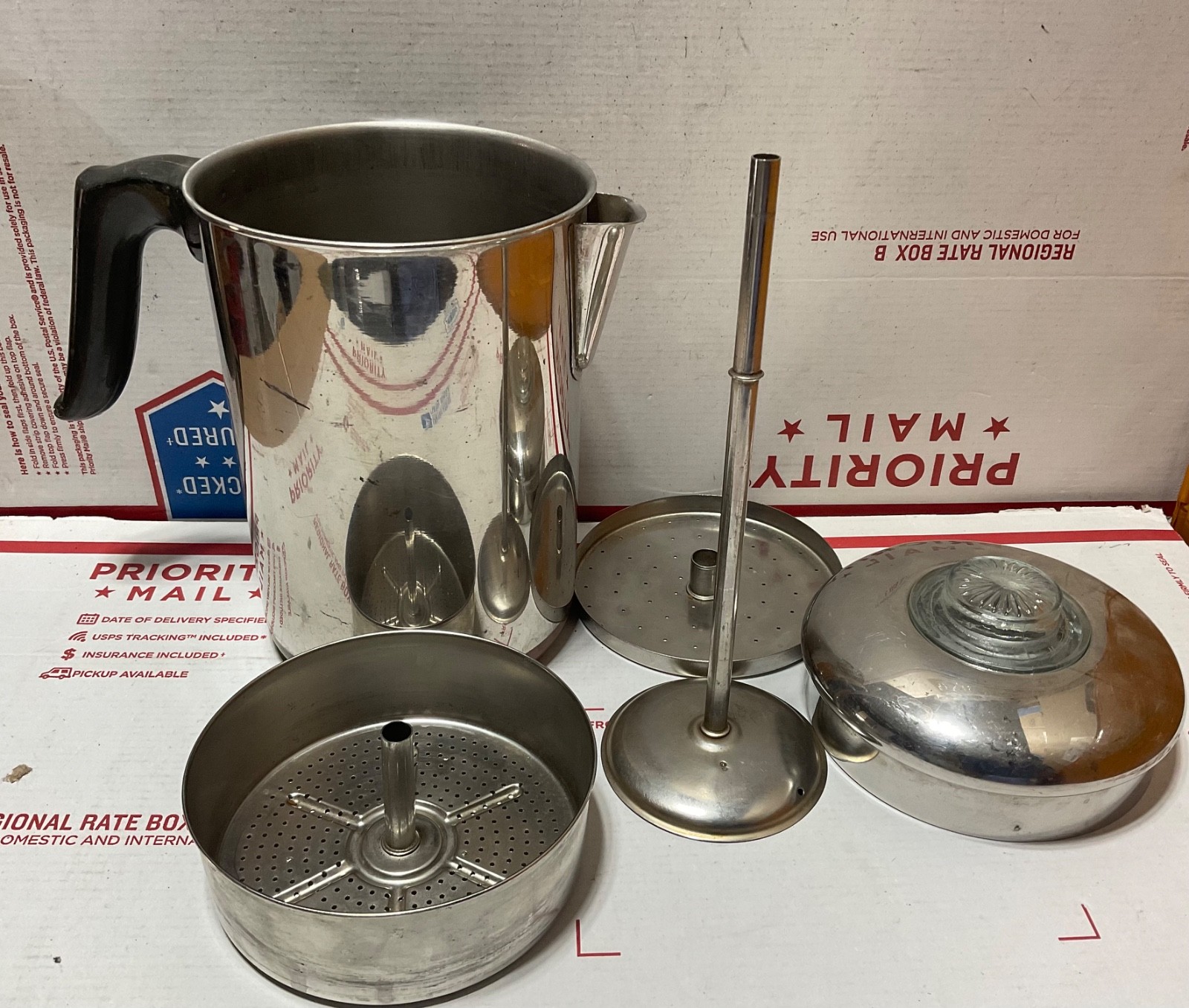 Vtg Revere Ware 8-Cup Copper Clad Stainless Steel Percolator 1801 Clinton ILL Vtg Revere Ware 8-Cup Copper Clad Stainless Steel Percolator 1801 Clinton ILL