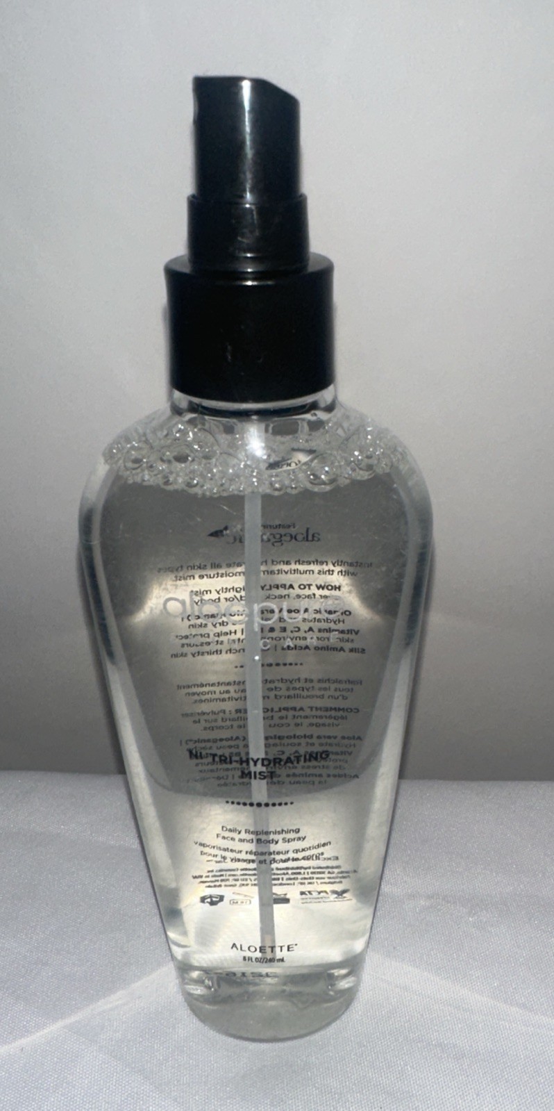 Aloepure Nutri-Hydrating Mist by Aloette for Unisex - 8 oz Body Mist New No Cap