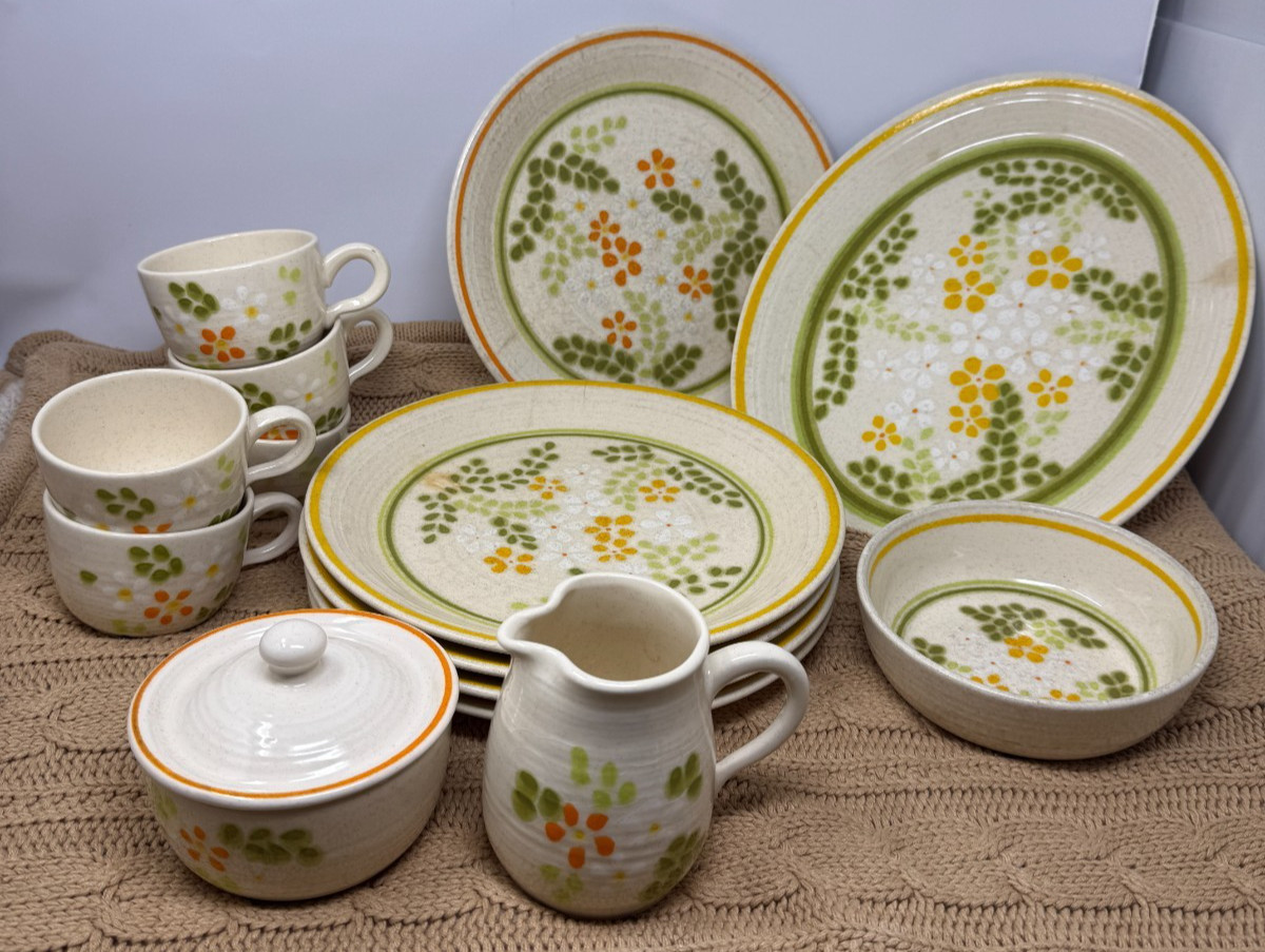 Franciscan Earthenware Picnic Lot Dinner Plates Platter Bowl Cup Cream Sugar