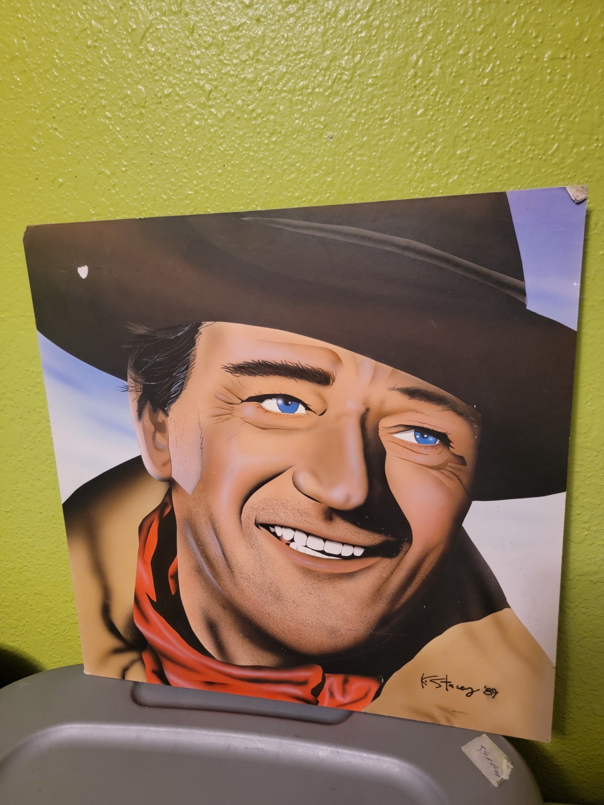 Vintage 1980s John Wayne Artwork The Duke 1989 Art On Illustration Board 15x15\