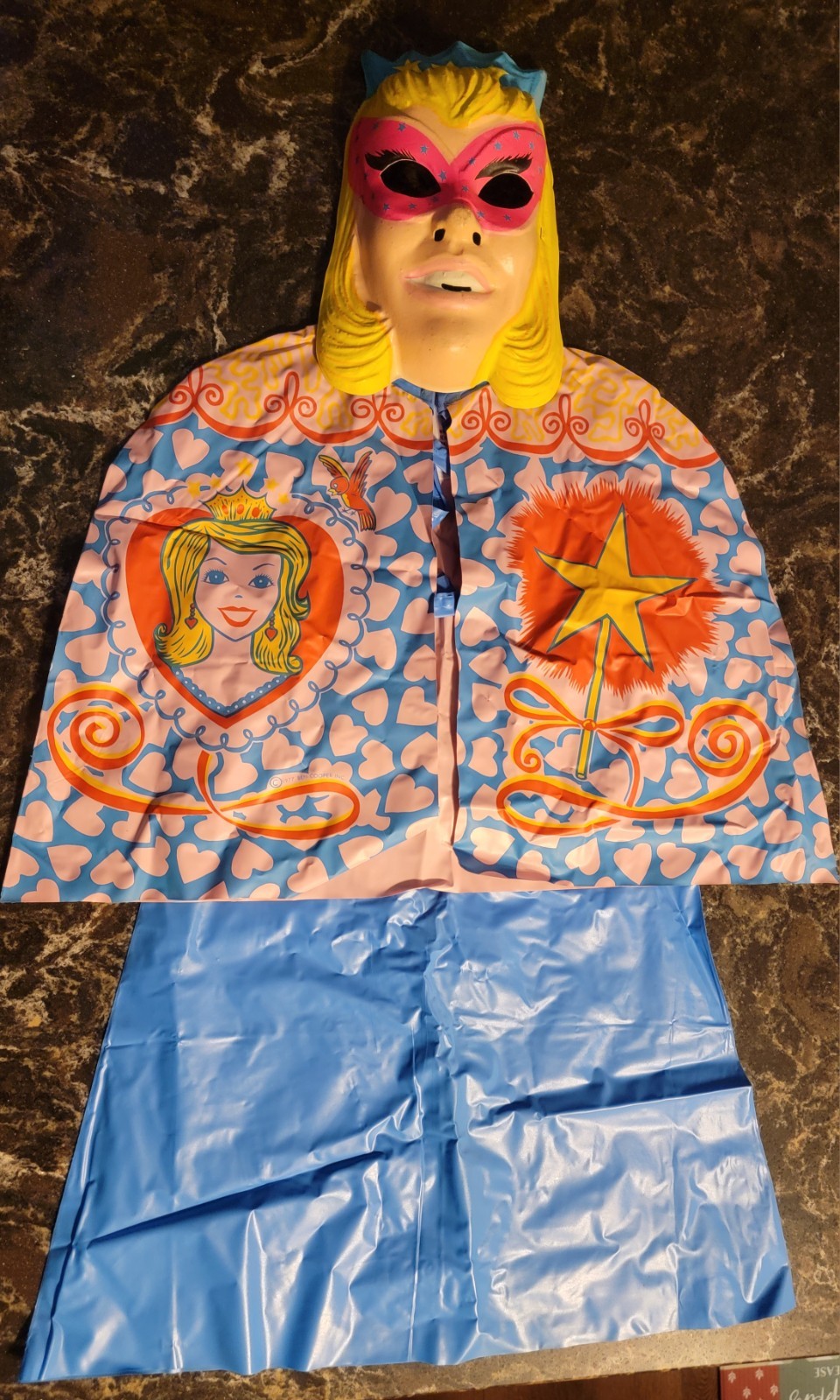 Vintage 1977 Fairy Princess Superhero Halloween Mask & Costume by Ben Cooper EUC
