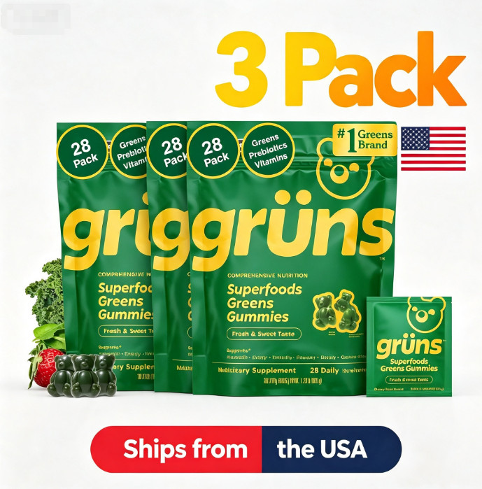 3pc Grüns Super Greens Gummies Multivitamin Superfood Gummy Bears 28 Packs- 3pc Grüns Super Greens Gummies Multivitamin Superfood Gummy Bears 28 Packs-
