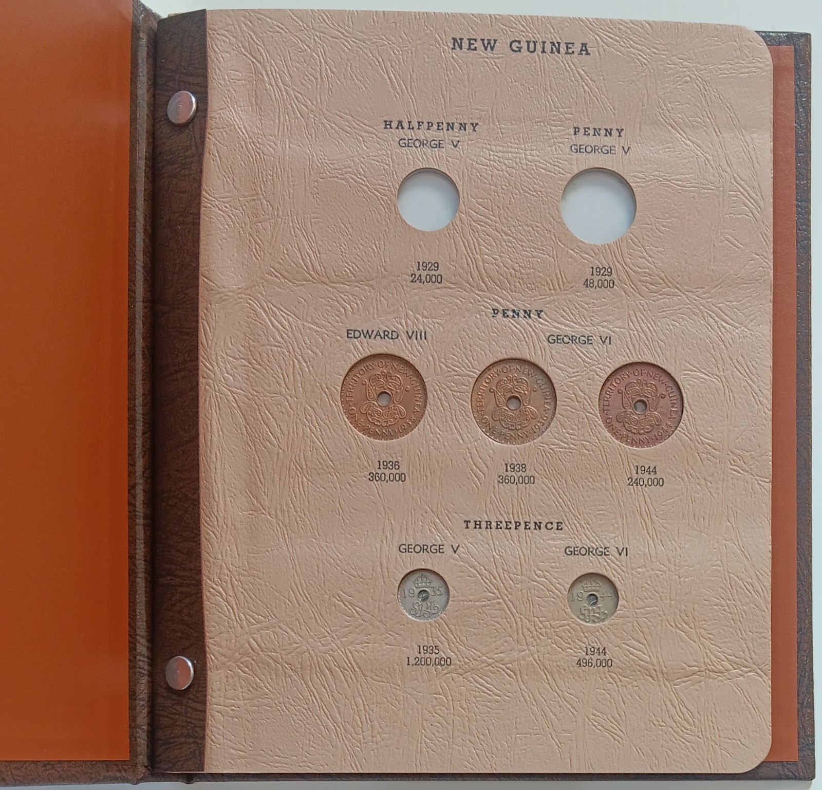 RARE Dansco New Guinea Type Set 7360 Album REPLACEMENT COVER 11 Coins w/ Silver