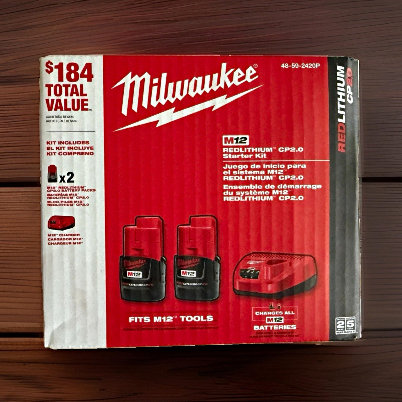 Milwaukee M12 REDLITHIUM CP2.0 Starter Kit 12V Li-Ion 2Ah 48-59-2420P - New