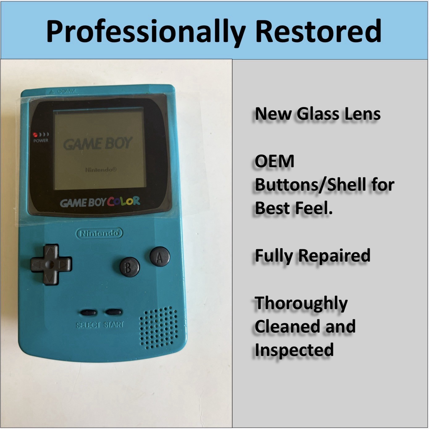 PROFESSIONALLY REFURBISHED Game Boy COLOR (Teal) Console Handheld