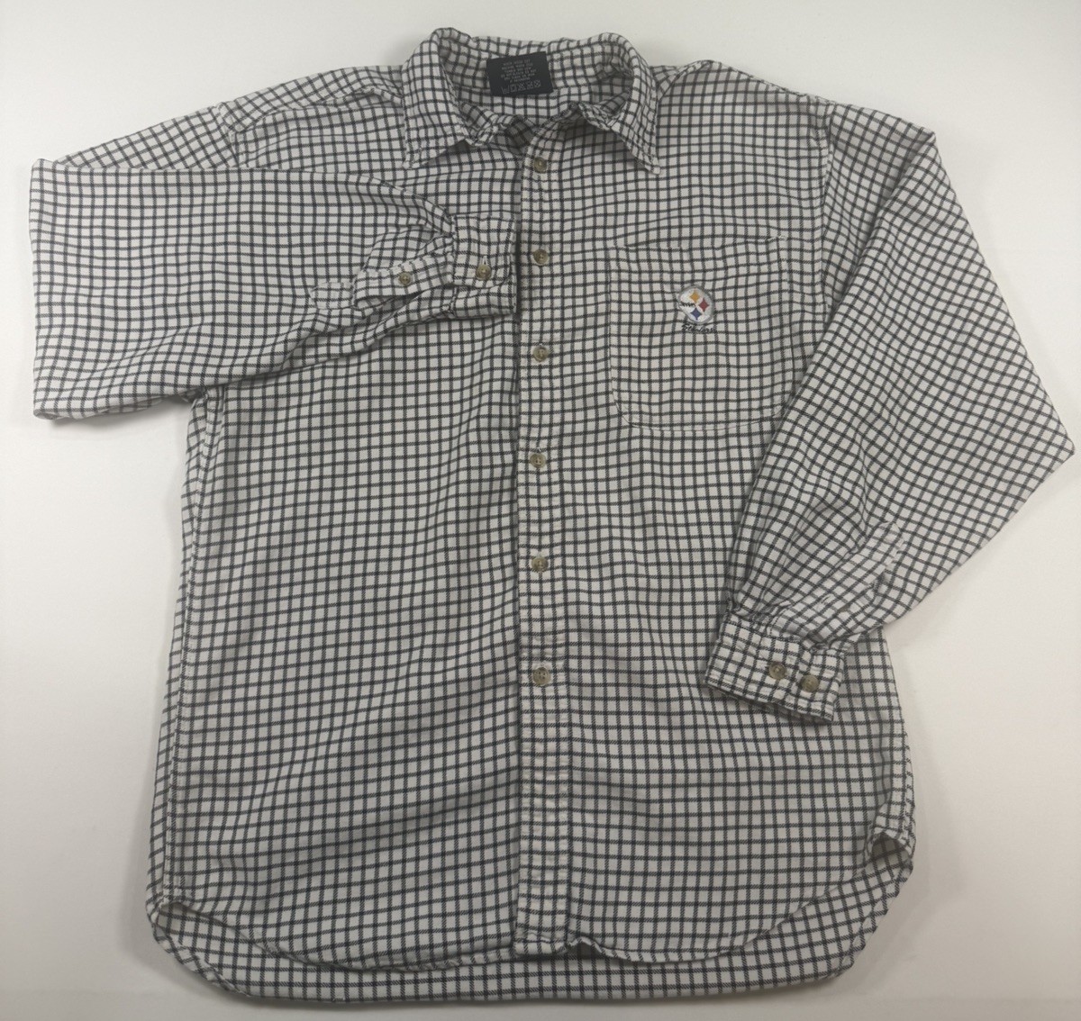 Vintage 90s Lee Sport Pittsburgh Steelers Flannel Button Down Shirt Size M Plaid
