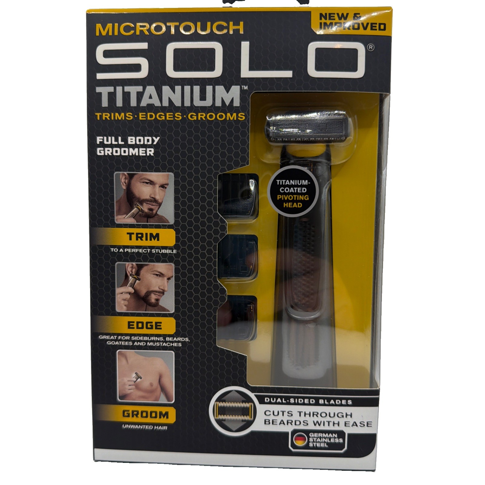 Microtouch Solo Titanium Full Body Groomer, 1x Cutting Head, 3x Trim Combs [NEW]