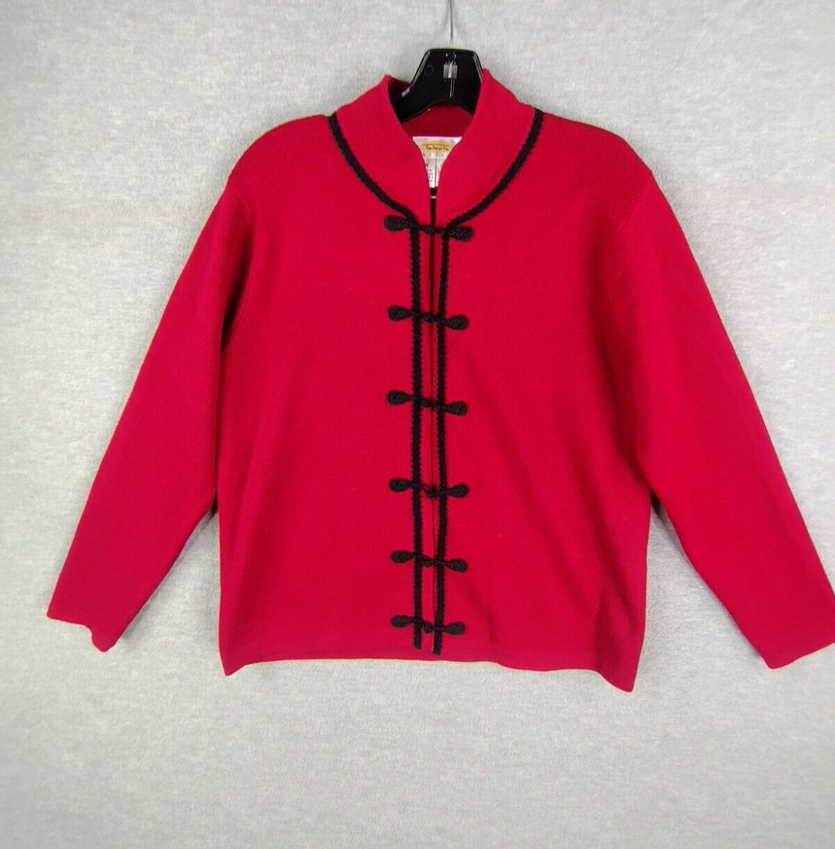 Talbots Womens Jacket Petite M Red 100% Wool Cardigan Toggle Knit Cabin Vintage Talbots Womens Jacket Petite M Red 100% Wool Cardigan Toggle Knit Cabin Vintage
