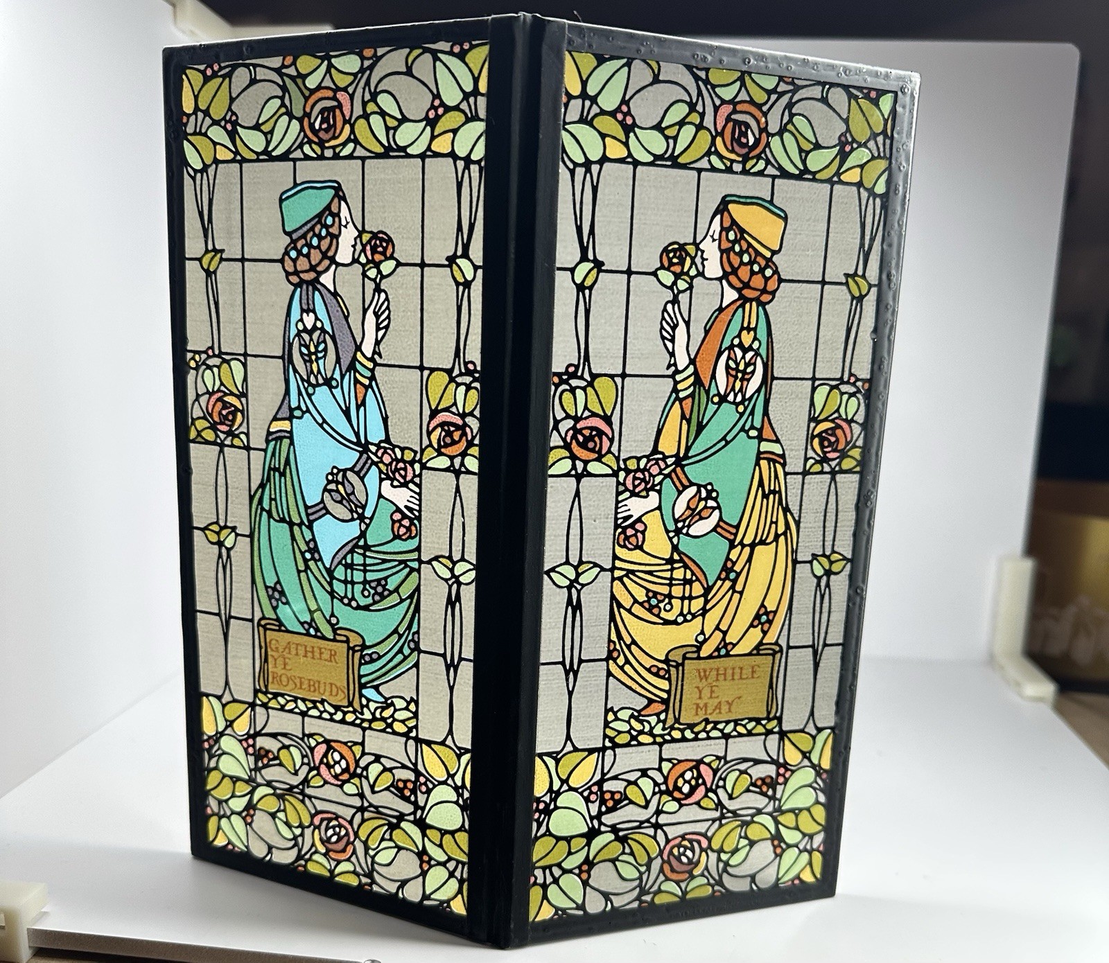 Vintage Yorkraft Seriglass William Waterhouse’s “Gather Ye Rosebuds” Stained