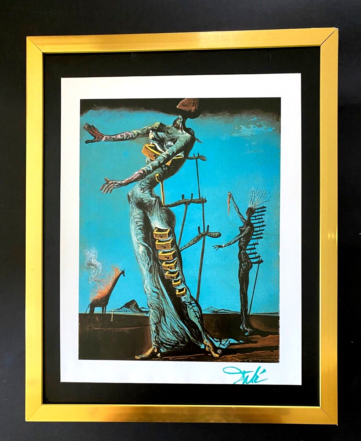 Salvador Dali 1970 Vintage Offset Lithograph Framed Surrealist Art