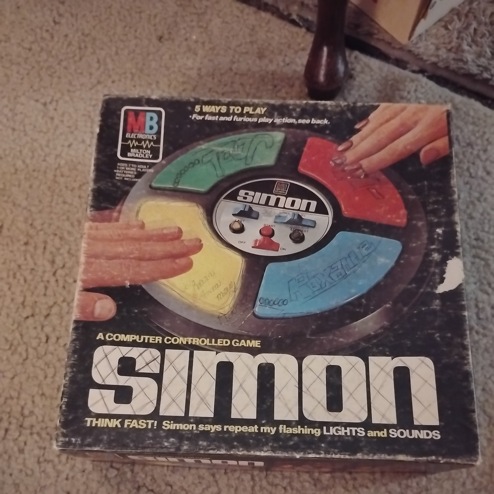 Vintage 1978 Simon Computer Lights Game Memory Original Box Milton Bradley MCM