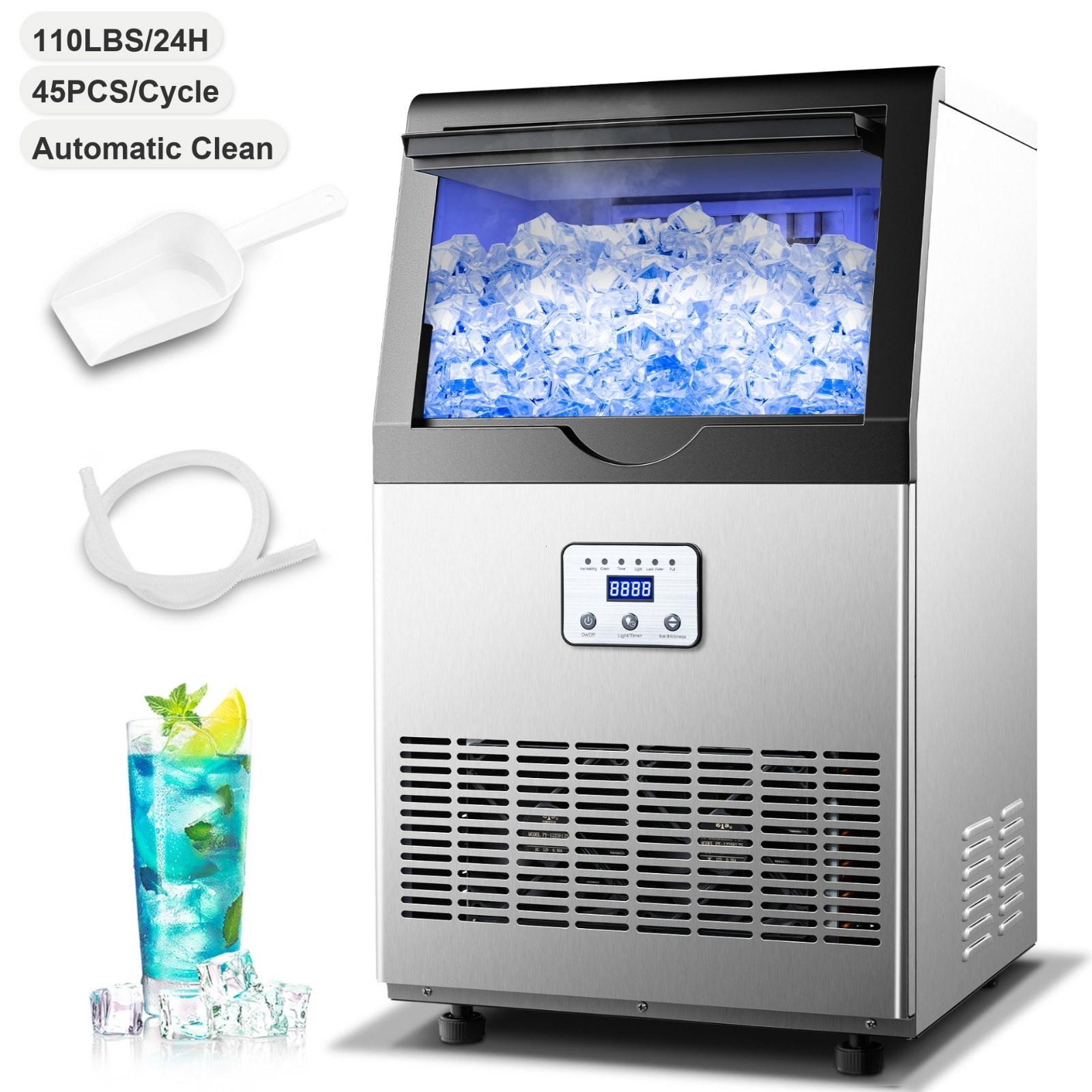 110lb Built-in Commercial Ice Maker Home Bar Restaurant Coffee Shop Cube Machine 110lb Built-in Commercial Ice Maker Home Bar Restaurant Coffee Shop Cube Machine