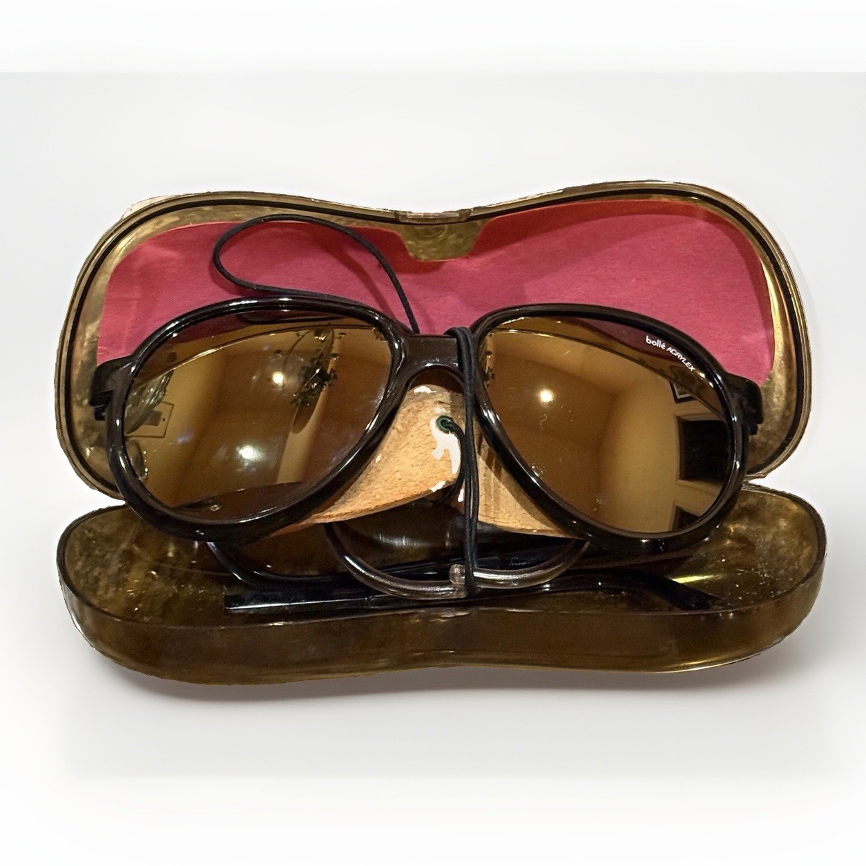 Vtg L.L. Bean Bolle Mountain Glacier Sunglasses Acrylex Case Insert France