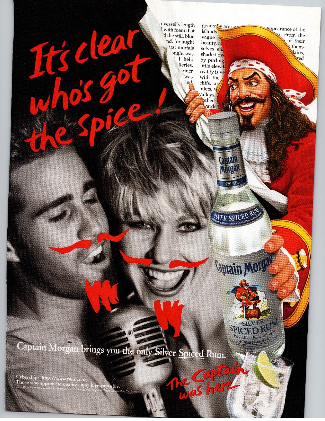 Captain Morgan Spiced Rum Navy For Men Cologne 1997 Vintage Print Ad 2 Sided