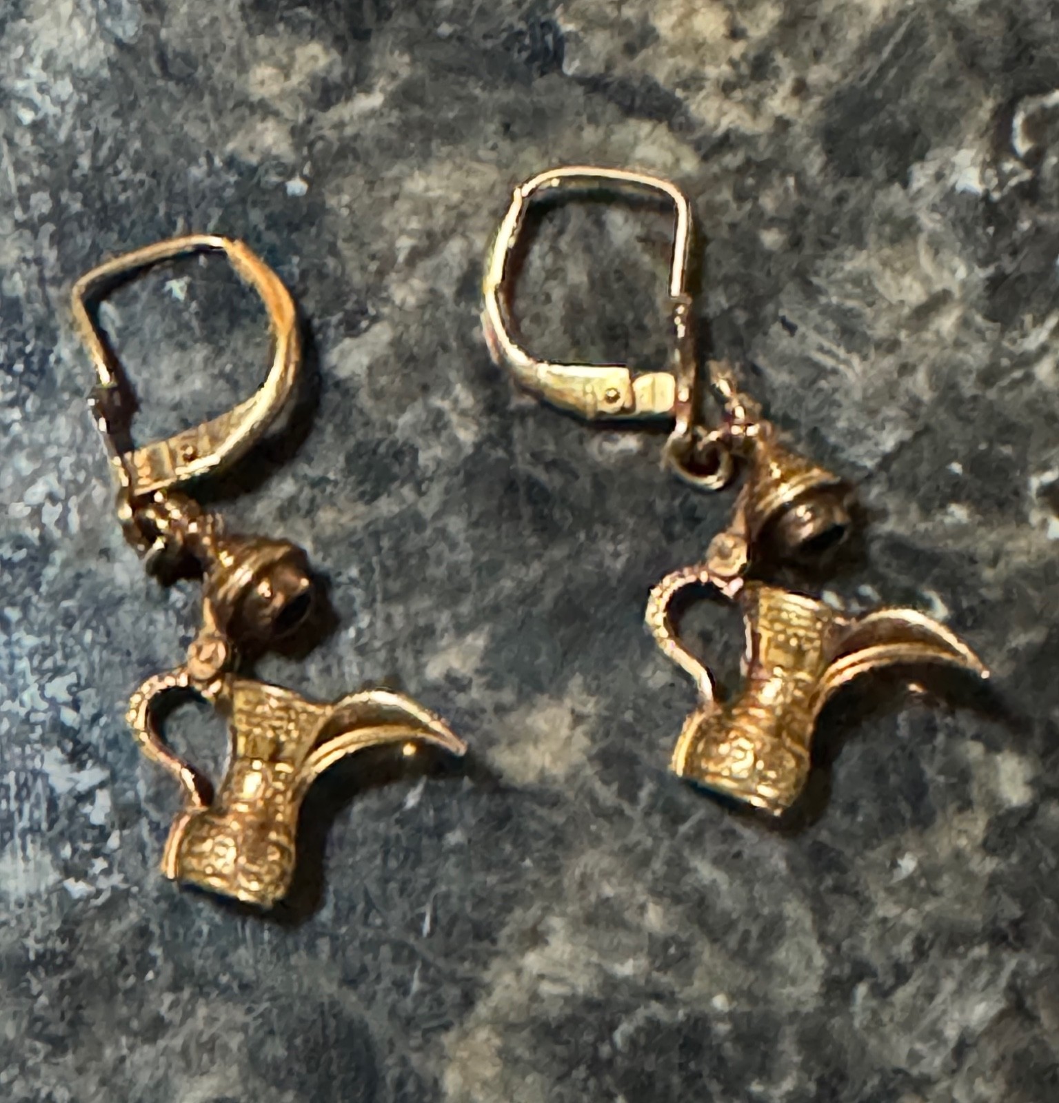 Vintage 14k Yellow Gold Dallah Pitcher Dangle Earrings
