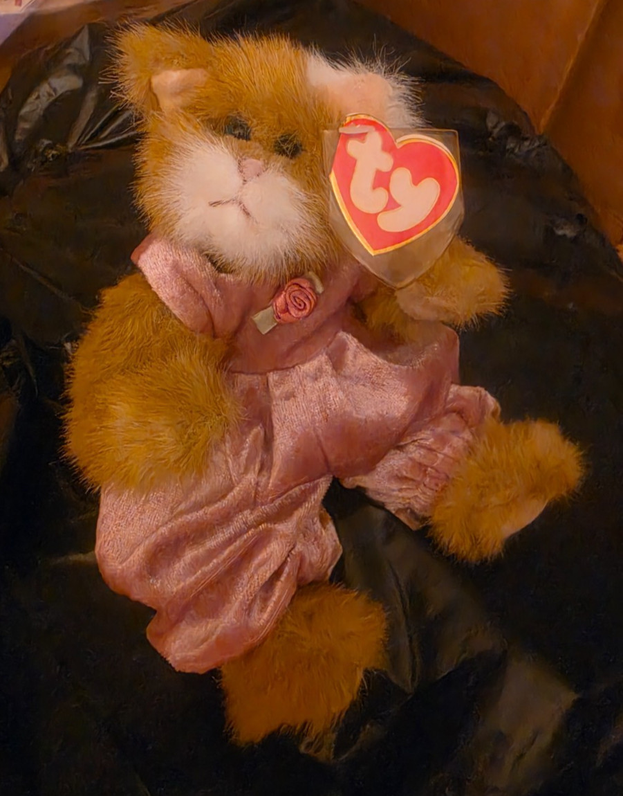 Vtg 1993 Ty Attic Treasures POUNCER cat with tag protecter Vtg 1993 Ty Attic Treasures POUNCER cat with tag protecter