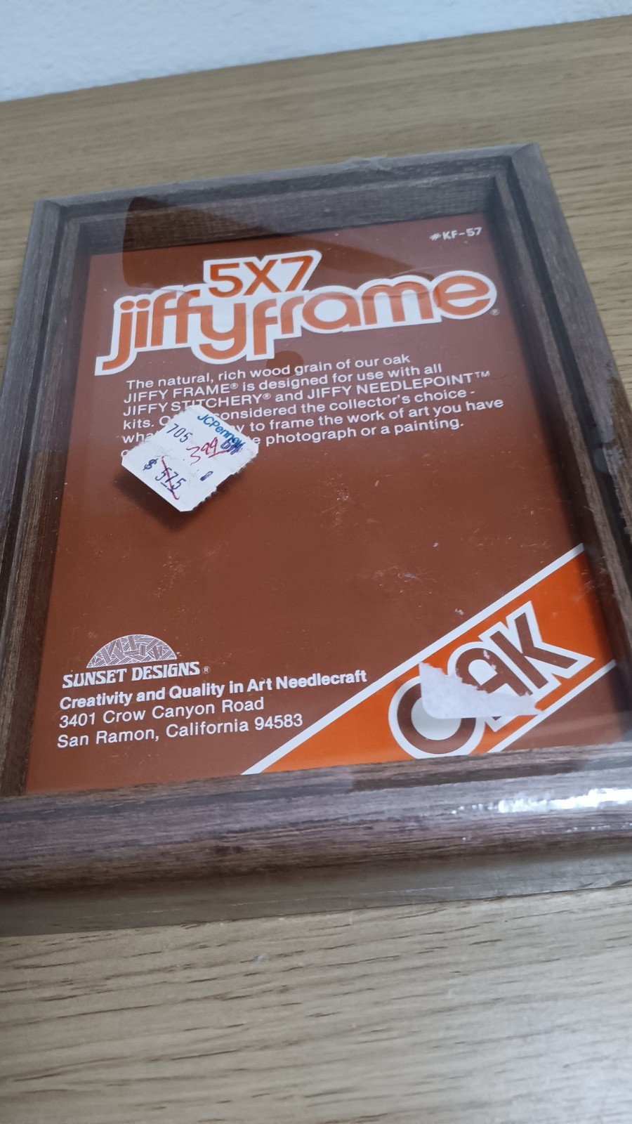 Vintage Sunset Designs Jiffy Hardwood Frame 5x7 New Sealed Retro