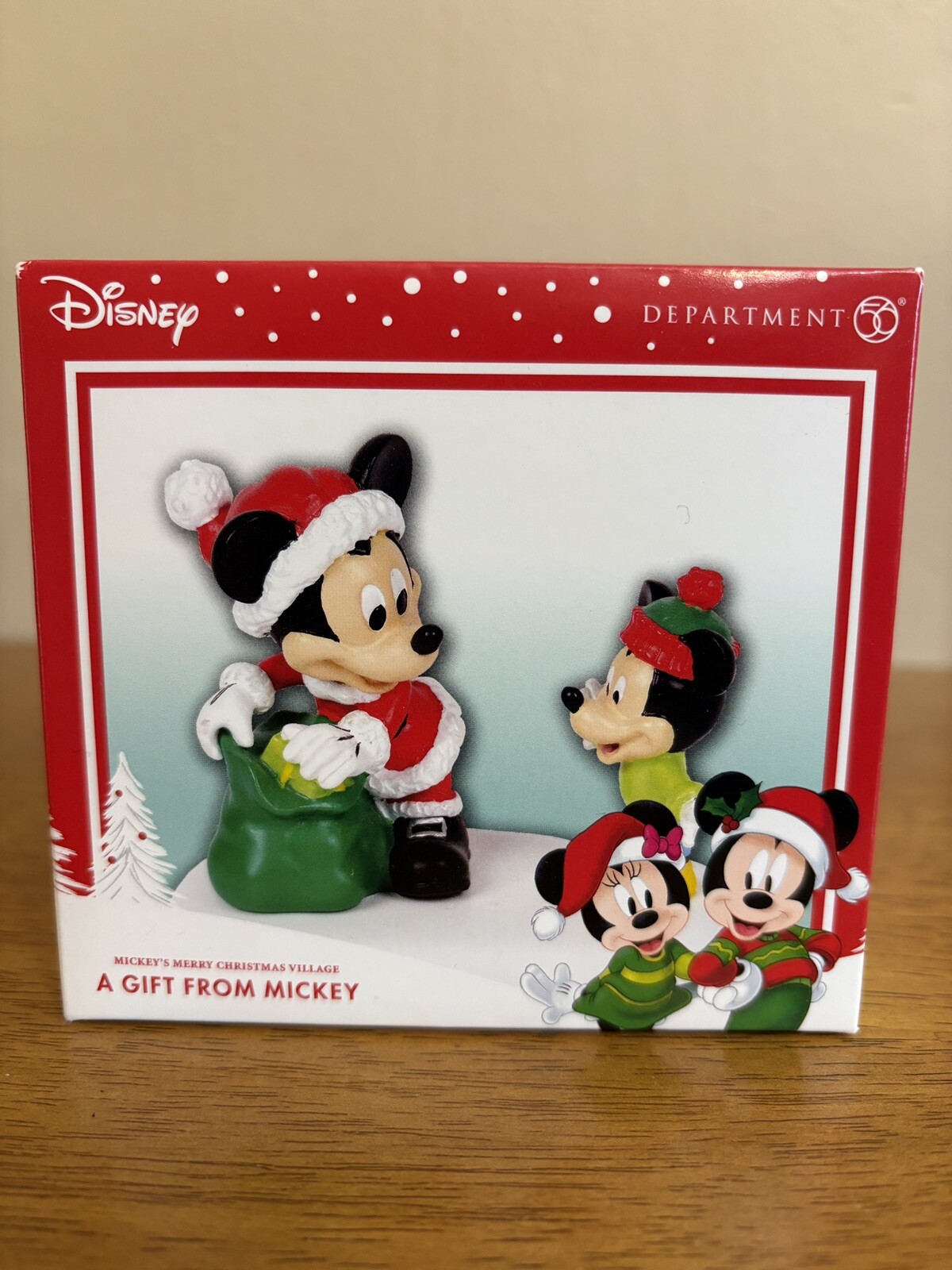 RARE Retired Disney Dept 56 Christmas Figure A Gift From Mickey NEW RARE Retired Disney Dept 56 Christmas Figure A Gift From Mickey NEW
