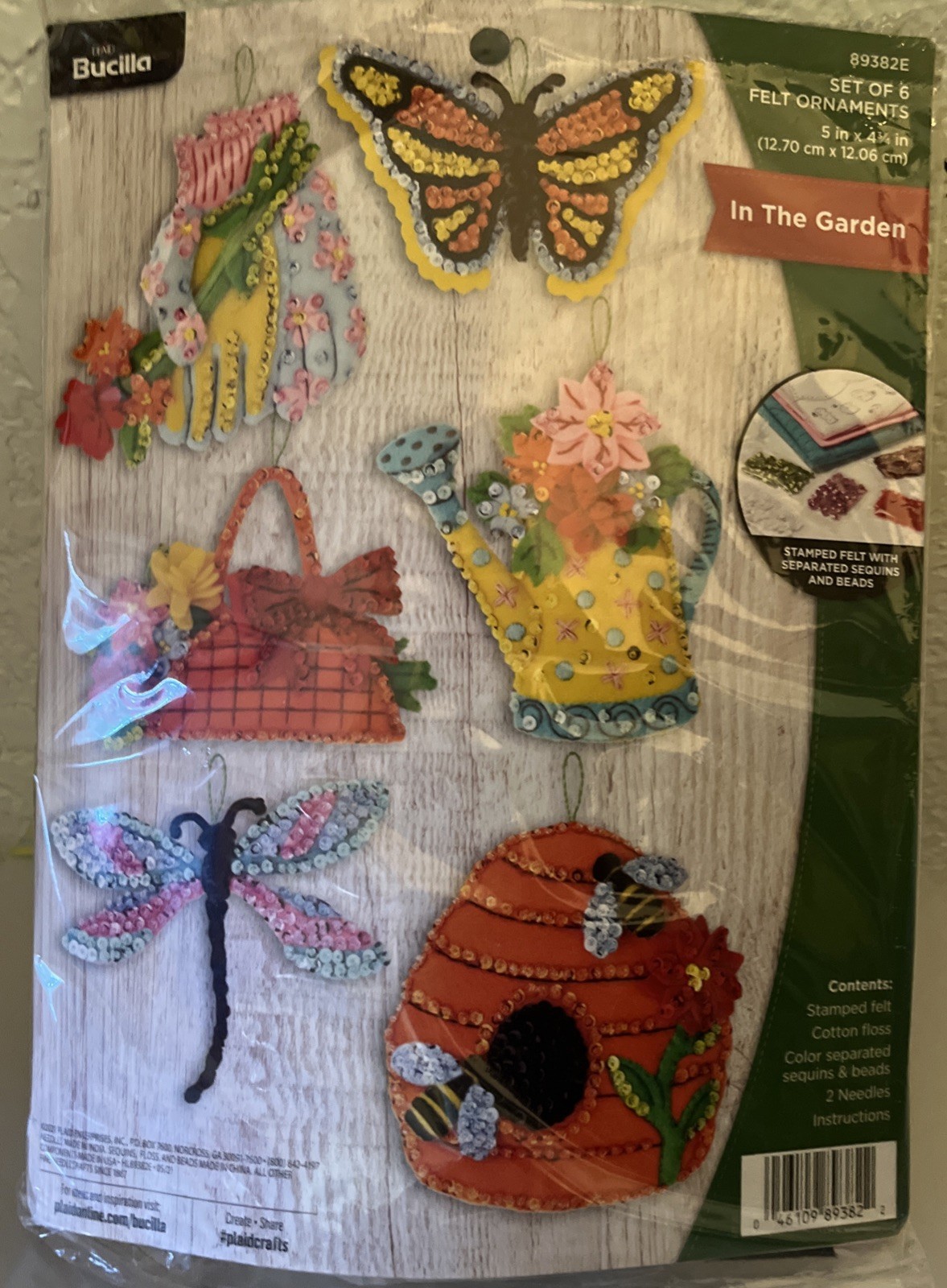 c2021 RARE Bucilla Felt Kit 89382 ‘In The Garden’ Ornaments SEALED c2021 RARE Bucilla Felt Kit 89382 ‘In The Garden’ Ornaments SEALED