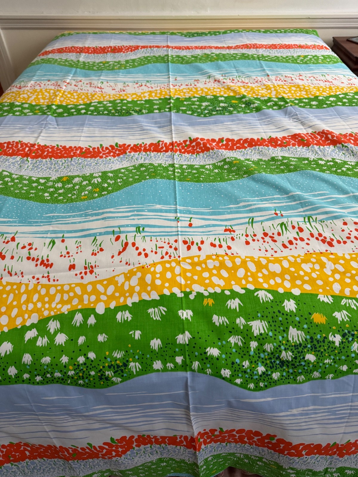 NEW Vintage 70s Martex SPRING VALLEY Sheet Inger McCabe Elliott Retro Mod TWIN
