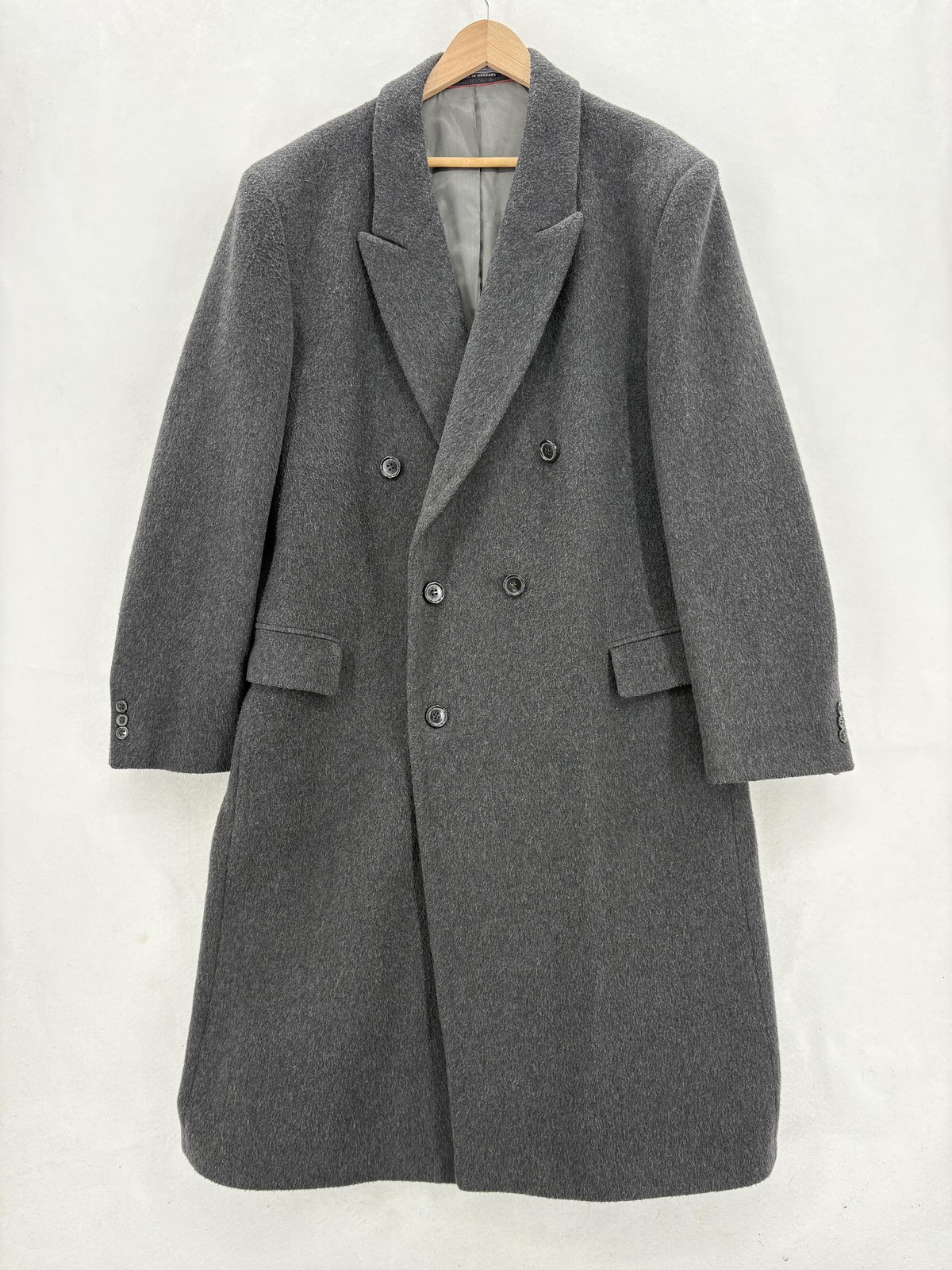 Vintage Teller Cashmere Coat Mens 46 Gray Double Breasted Long Overcoat Hungary
