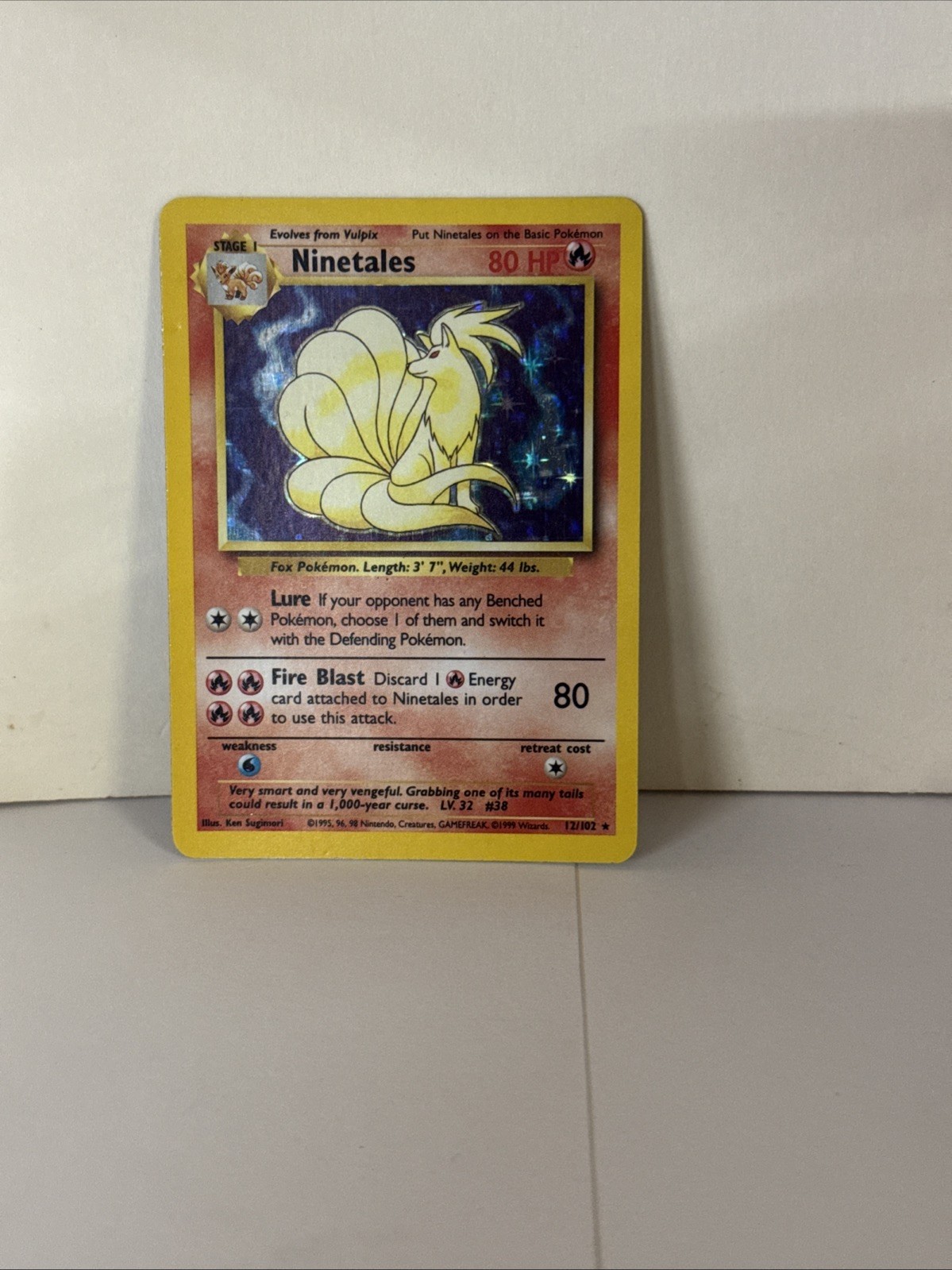 Pokémon Ninetales Holo Rare Unlimited 12/102 Base Set Vintage MP/HP Pokémon Ninetales Holo Rare Unlimited 12/102 Base Set Vintage MP/HP