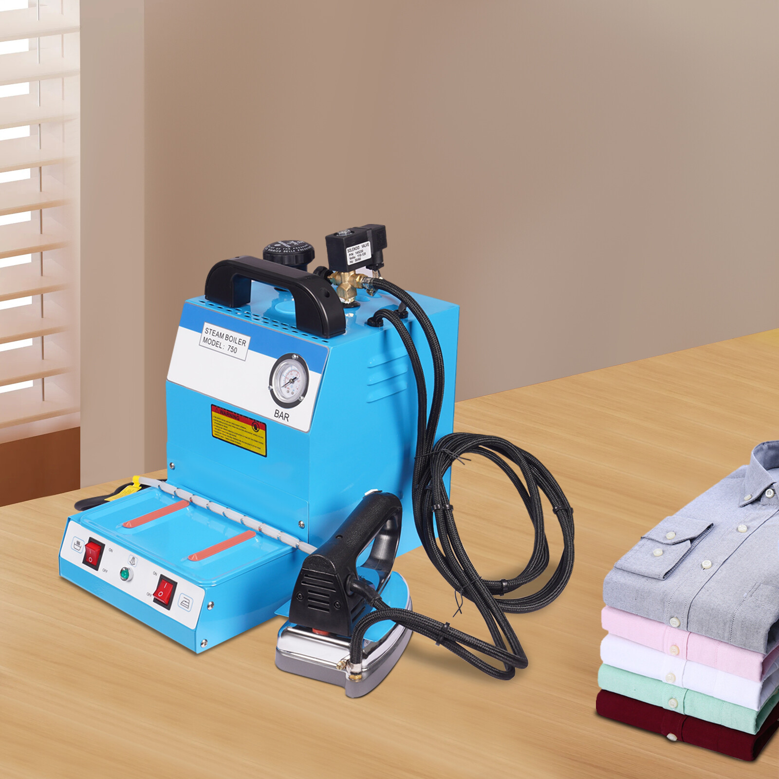 Electric Steam Iron with Boiler for Dry Cleaner Curtain Blue 110V Commercial