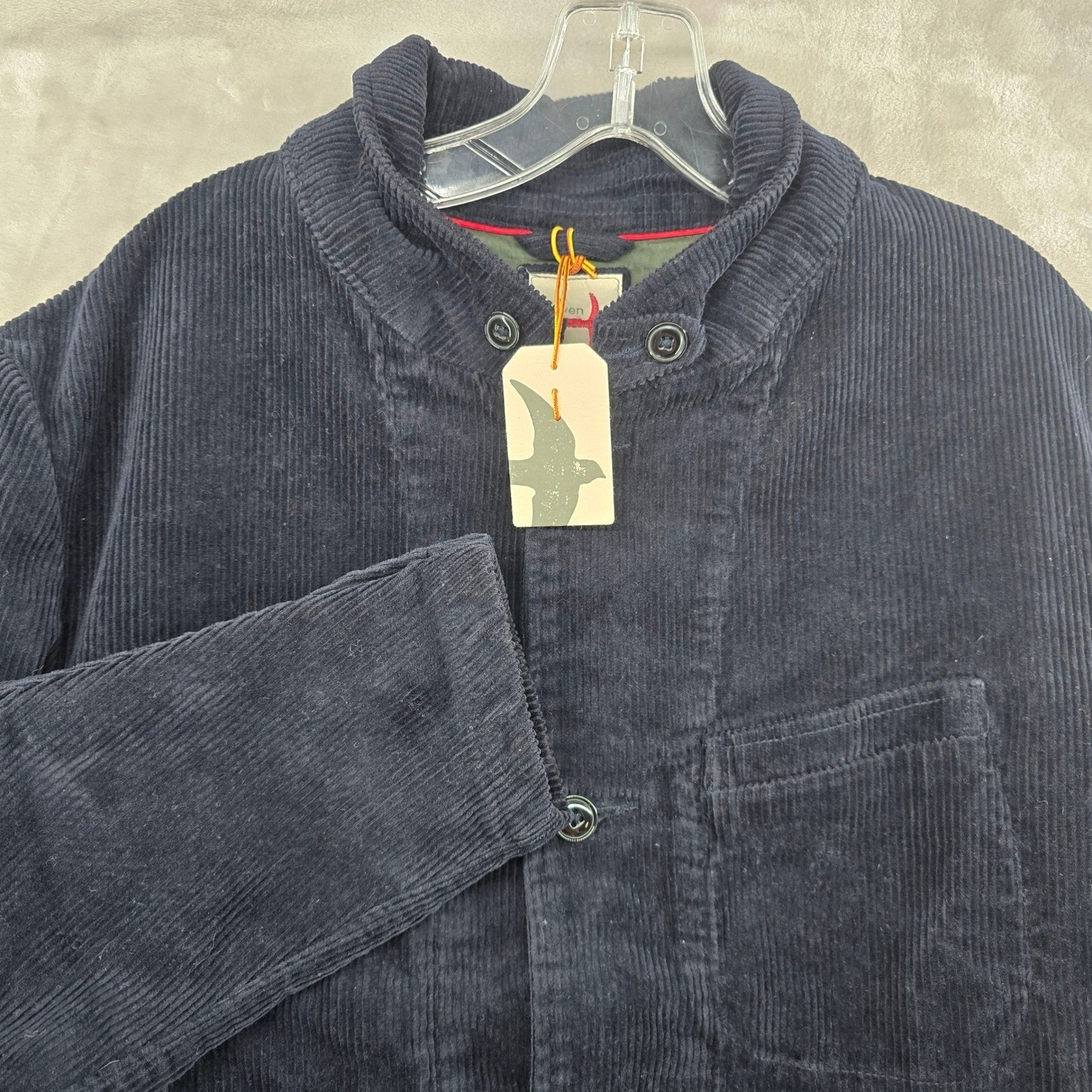 NWT Relwen Size Large Cord Trap Blazer Navy Blue Corduroy Utility Chore Jacket