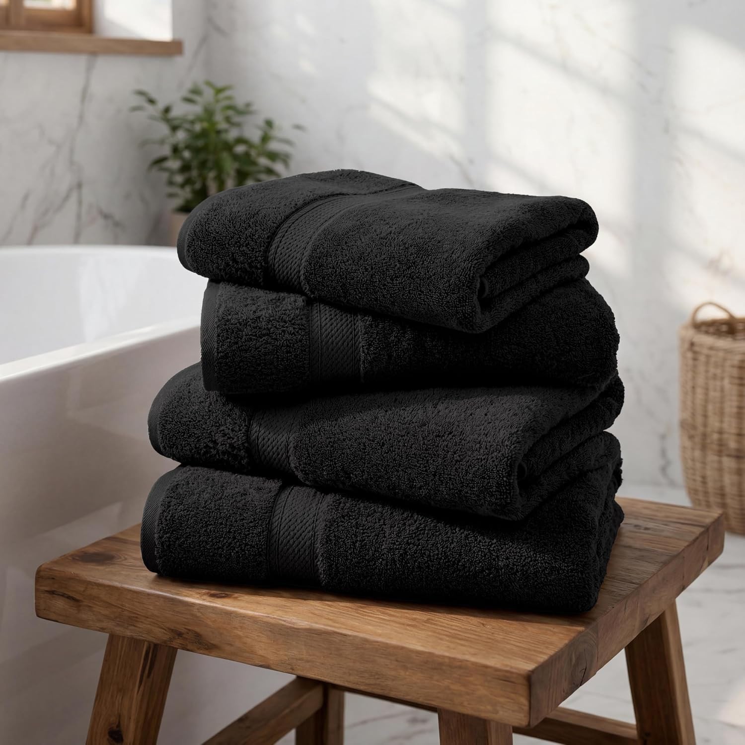800GSM Egyptian Cotton Pile Plush Heavyweight Absorbent Soft Bath Towel Set of 4