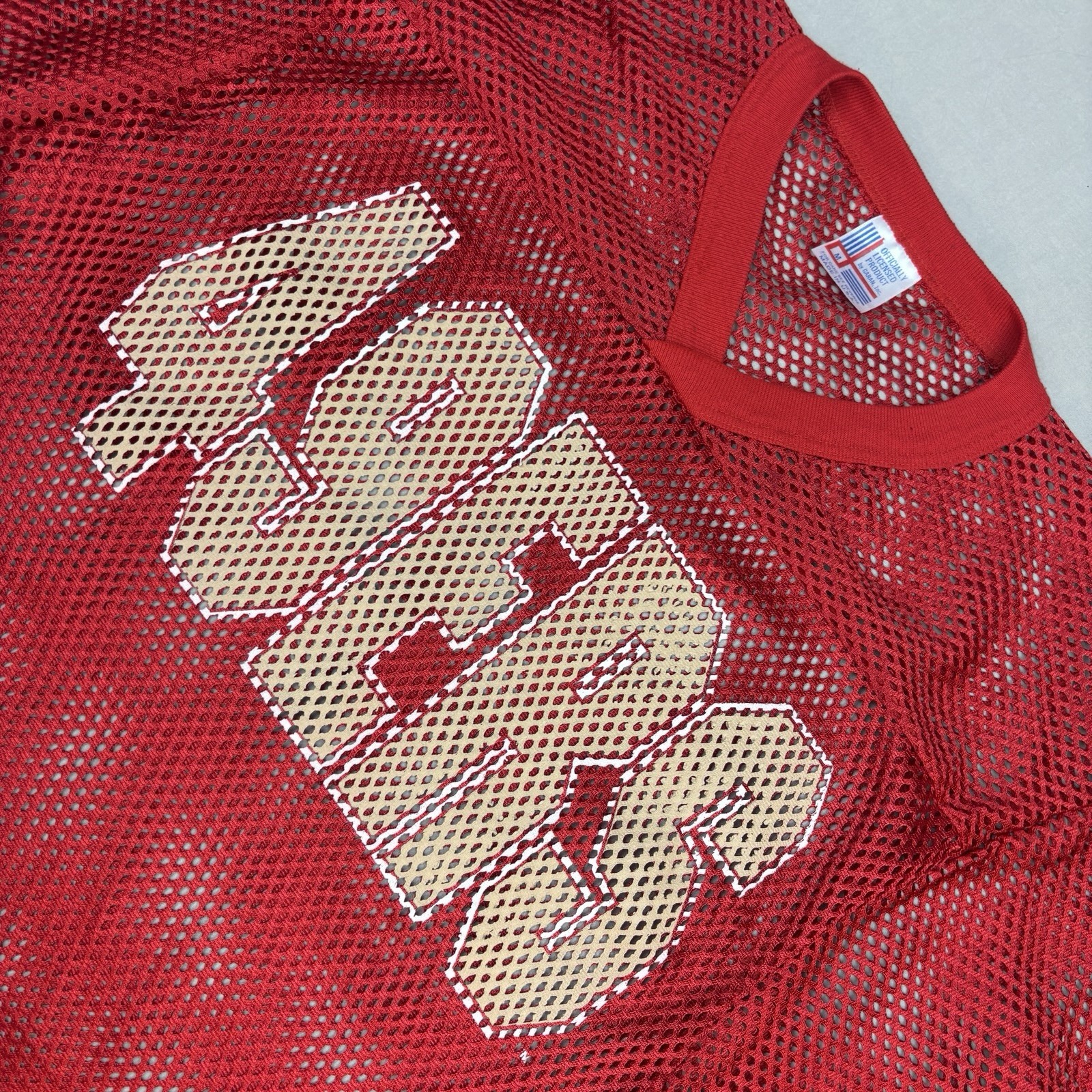 Vintage Garan San Francisco 49ers Red Mesh Crop Top Football Jersey Made In USA