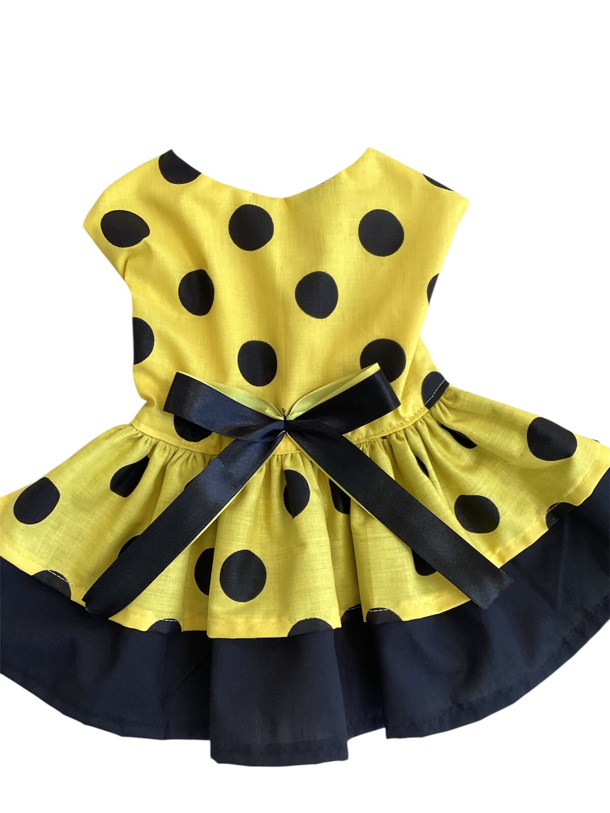 Handmade Yellow/black Dots Dog/cat Animal Dress M.