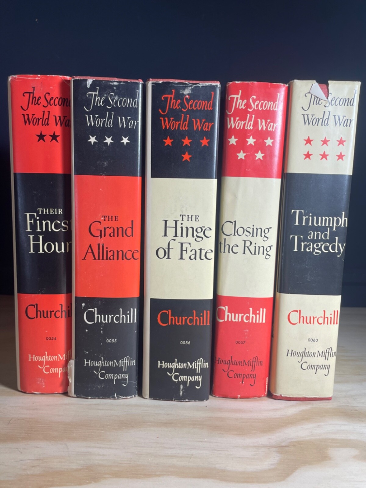 Winston S. Churchill THE SECOND WORLD WAR Set of 5 Volumes HC/DJ 1948 MISSING 1