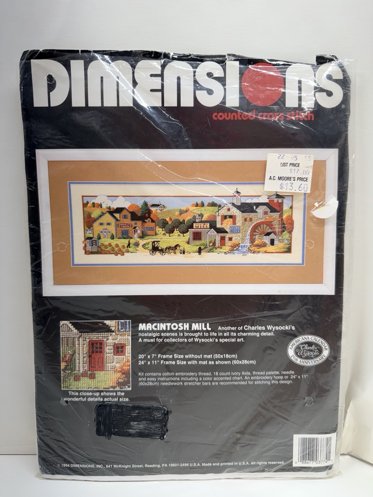 Dimensions Macintosh Mill Counted Cross Stitch Kit 3774 Charles Wysocki 1994 New