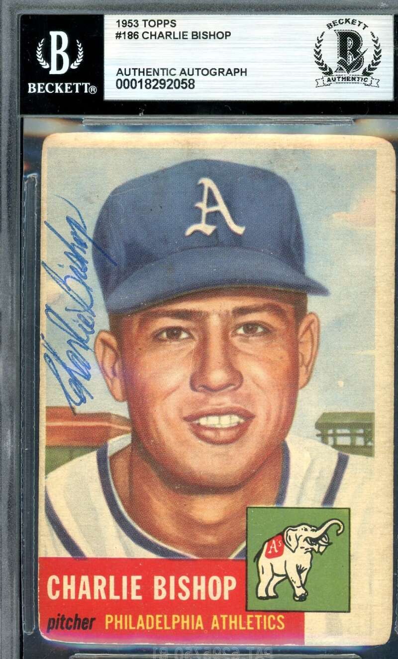 Charlie Bishop Beckett BAS Signed 1953 Topps Rookie Autograph Charlie Bishop Beckett BAS Signed 1953 Topps Rookie Autograph