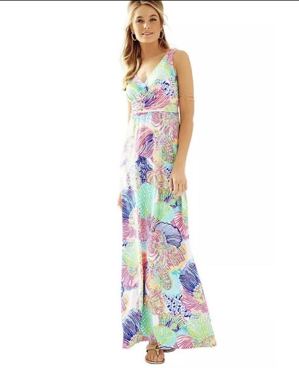Lilly Pulitzer Maxi Dress Sloane Roar of the Seas Coral Womens M Lilly Pulitzer Maxi Dress Sloane Roar of the Seas Coral Womens M