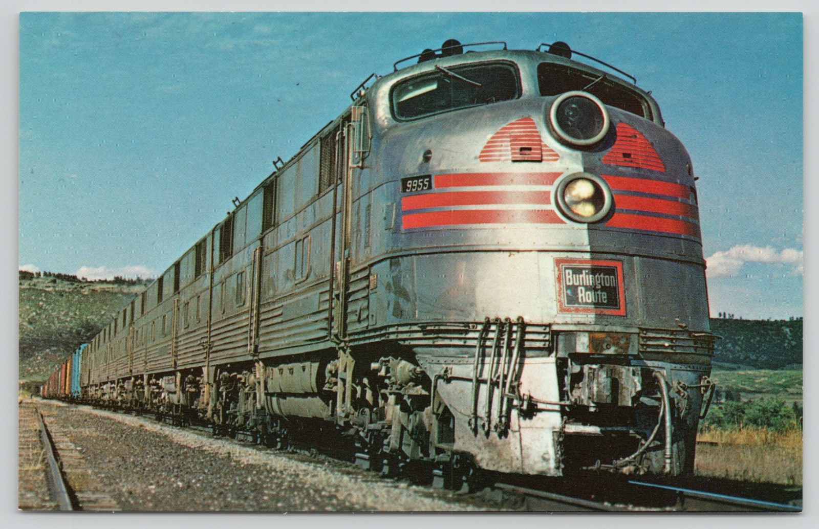 Burlington 9955 E5 Locomotive Train Larkspur Colorado CO Postcard