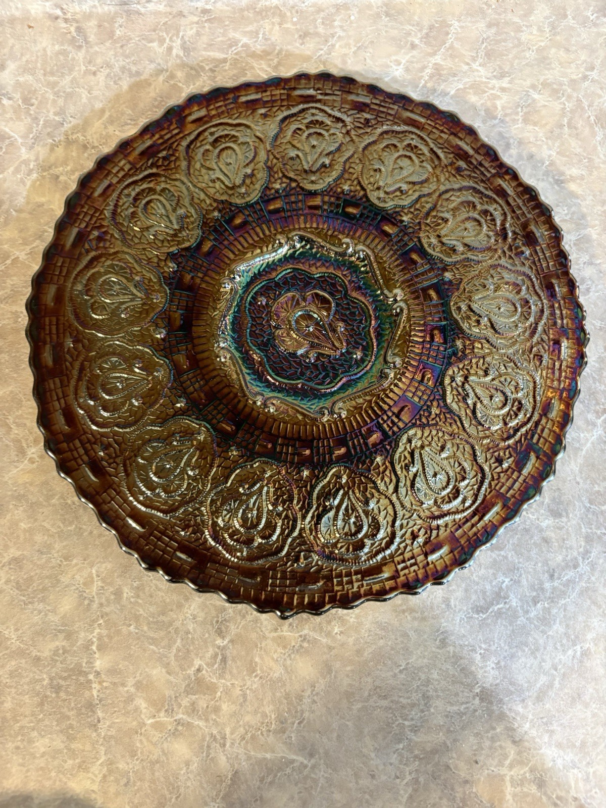 Fenton Plate  Dark Amethyst Carnival Persian Medallian