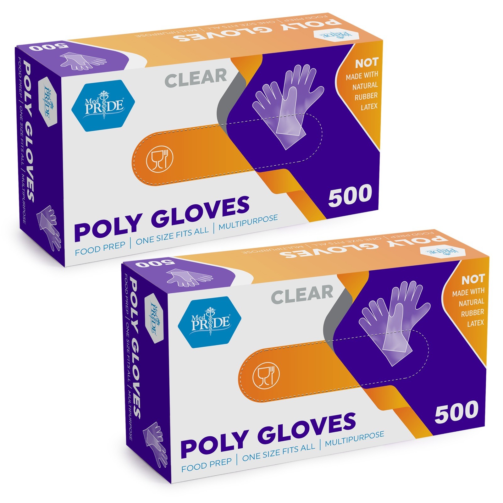 MED PRIDE Clear Poly Food Prep Gloves Disposable Plastic Food Service 1000ct