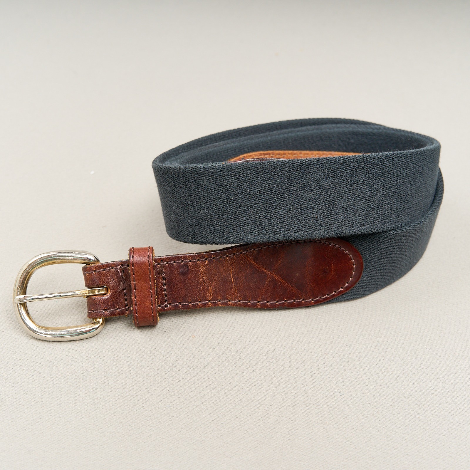Vintage Woven Stretch Belt Mens 44 Black Brown Leather Trim Vintage Woven Stretch Belt Mens 44 Black Brown Leather Trim