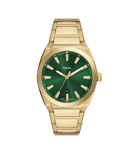 Fossil Everett Quartz 3H Date Green Dial Gold-Tone 42mm Men\'s Watch FS6090